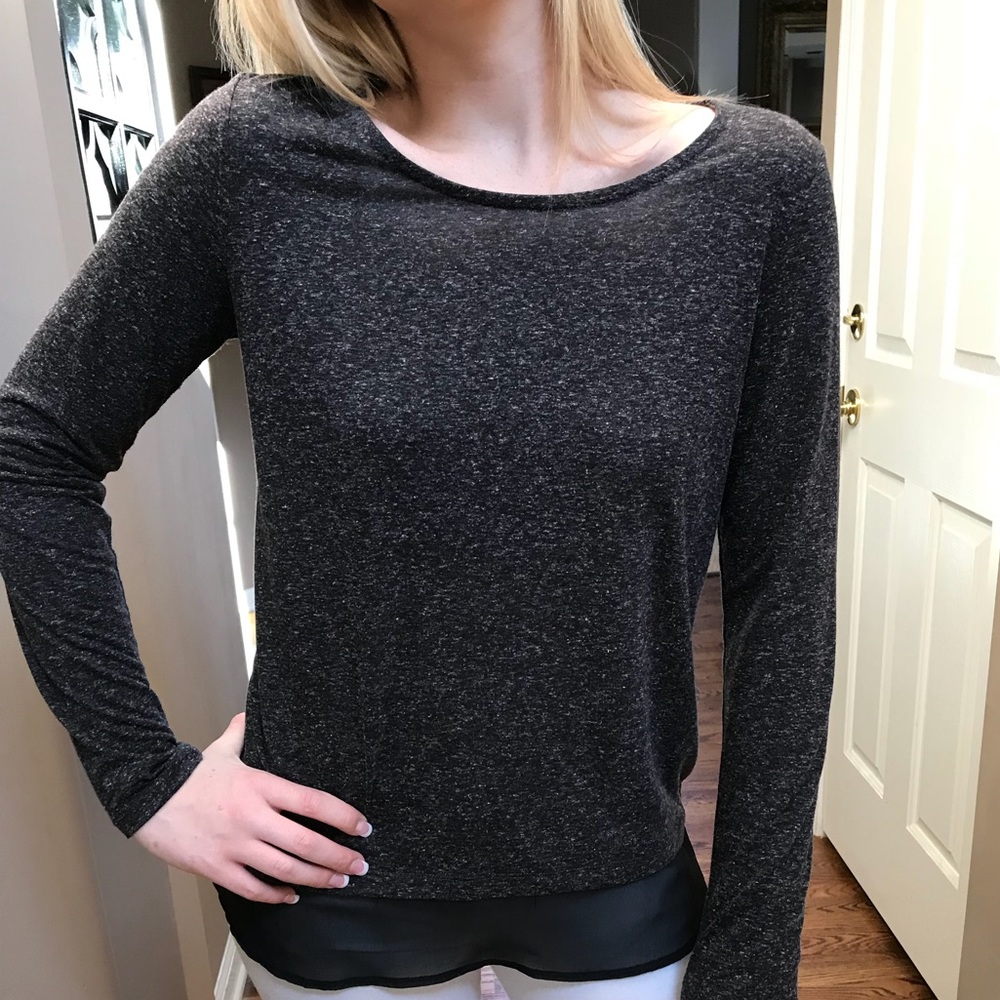 cute long sleeve top w/ extended sheer material